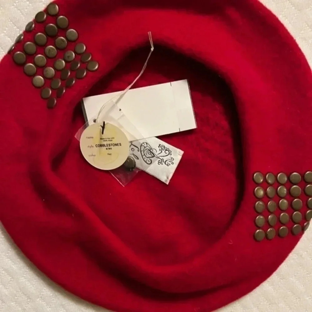 Brand New Red Lola Beret.   Gold grommets. - Picture 2 of 3